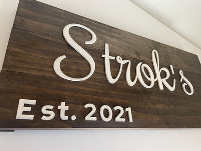 Last Name Sign, Custom Wood Sign, Wood Sign, Rustic Name Sign, Established Sign, Wooden Name Sign, Family Wood Sign, Family Heirloom, 3DSign